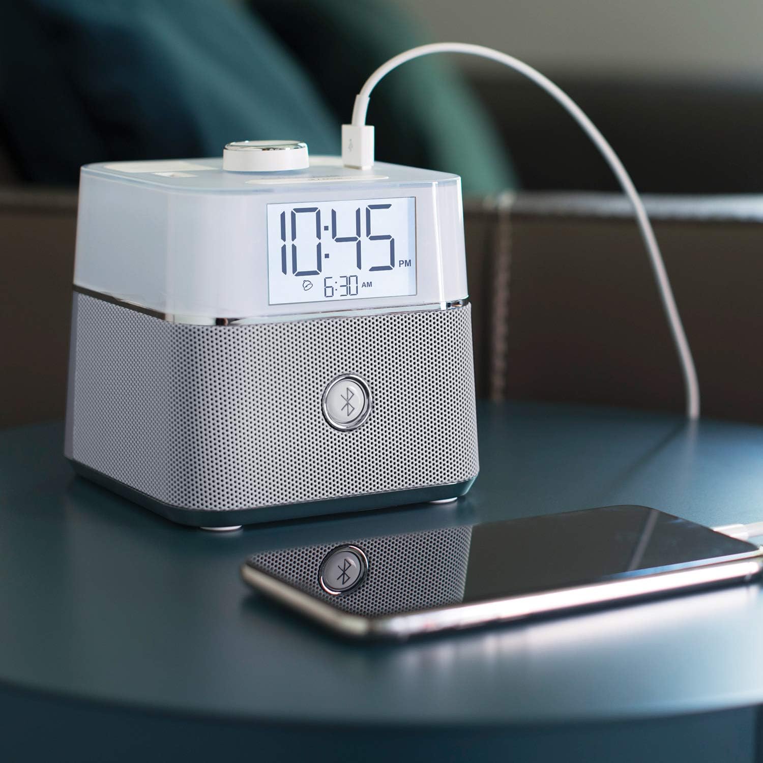 Brandstand CubieBlue White Charging Alarm Clock