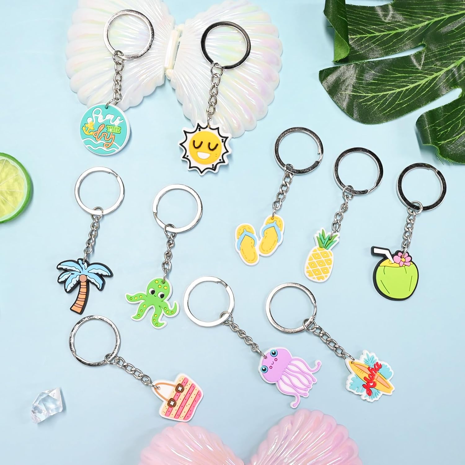 30pcs Cute Summer Keychain Charms for Bags and Keys