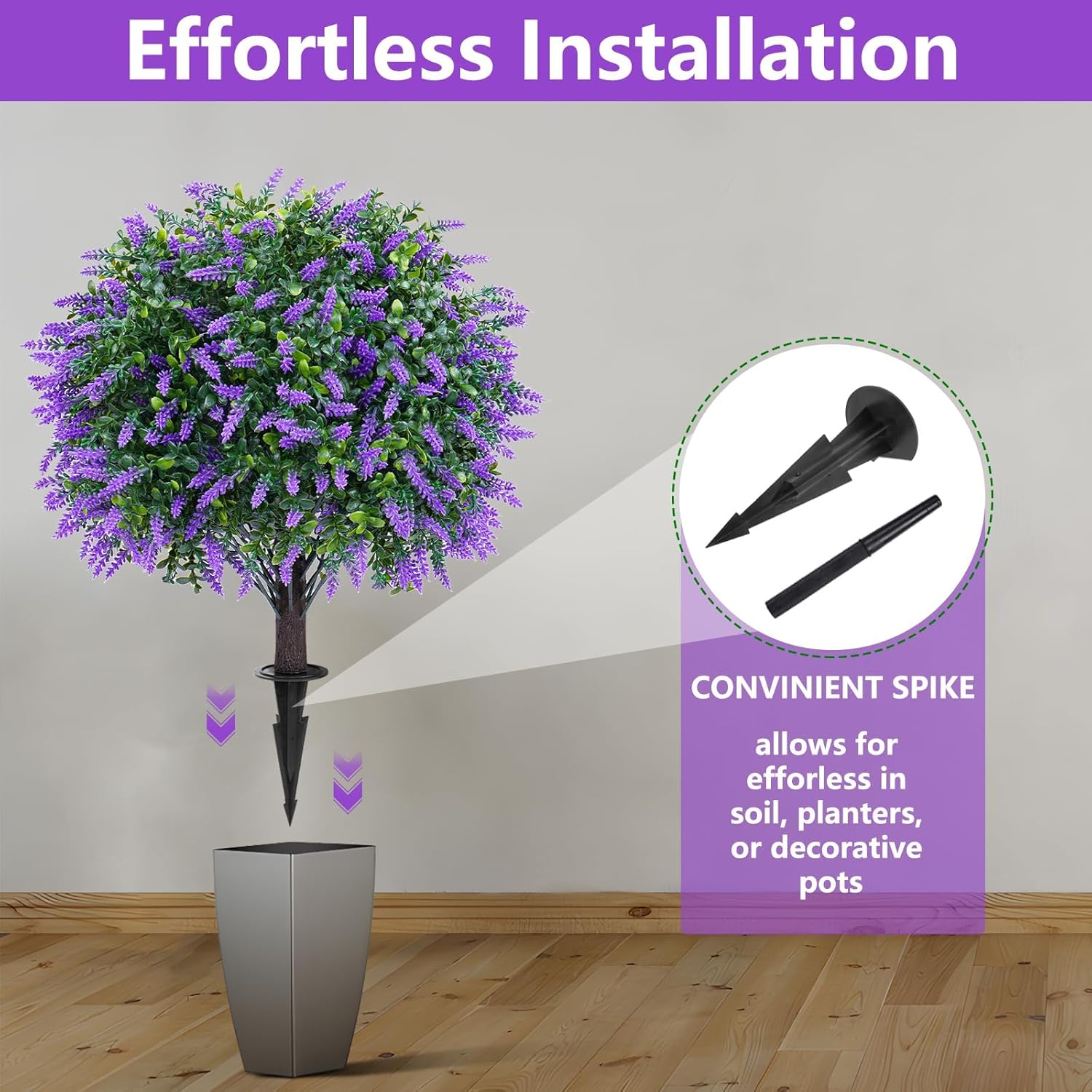 Artificial Lavender Topiary Ball Trees 2 Pack 16 Inches UV Resistant