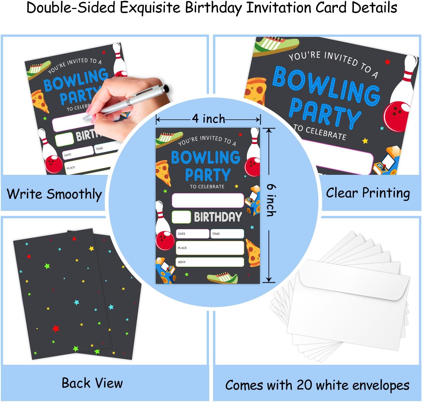 Neon Glow Birthday Invitations with Envelopes