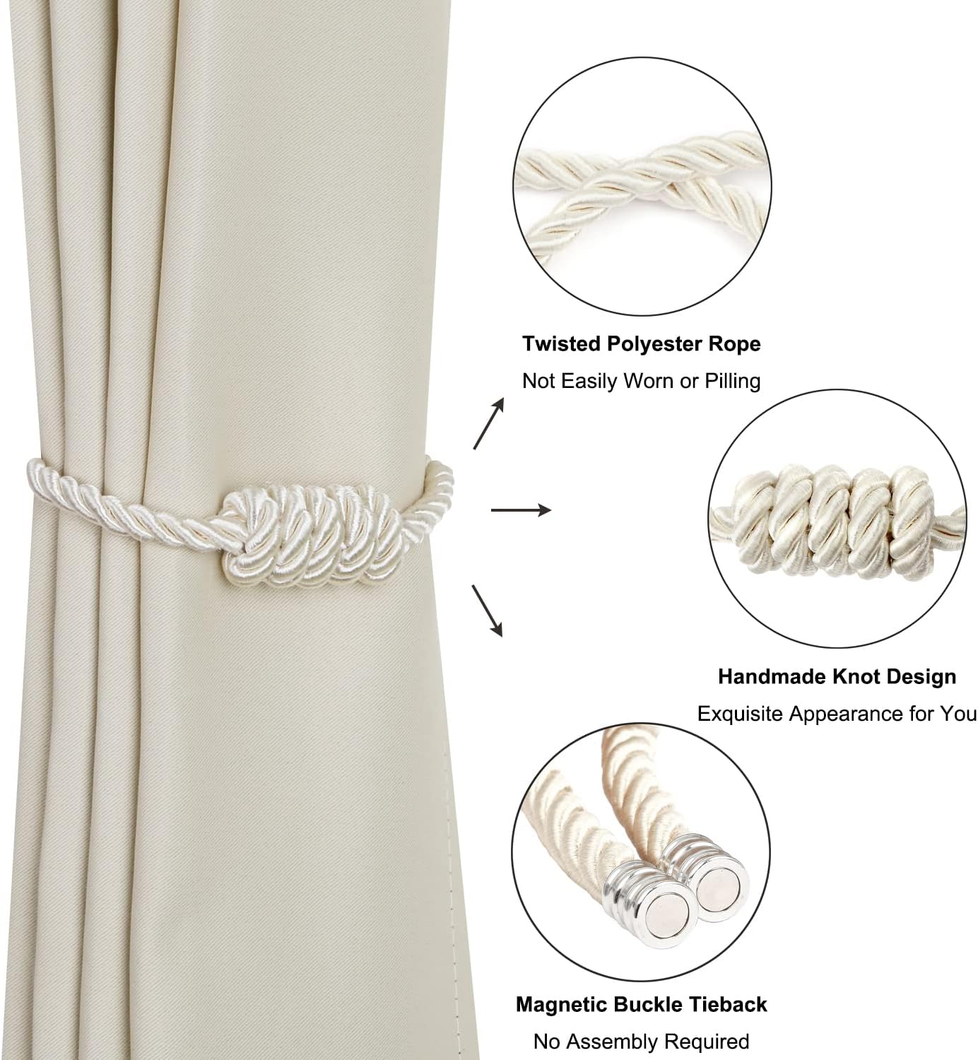 BEL AVENIR Magnetic Curtain Tiebacks 2 Pack