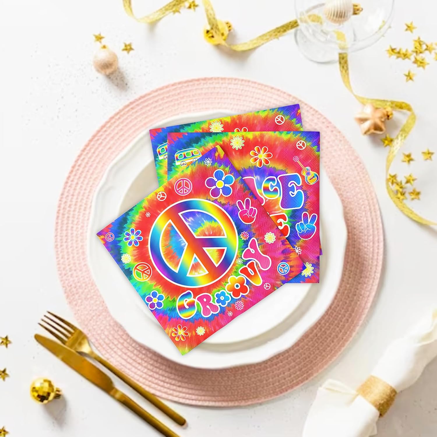 Dydamud Tie Dye Napkins 40Pcs 60s 70s Party Decor