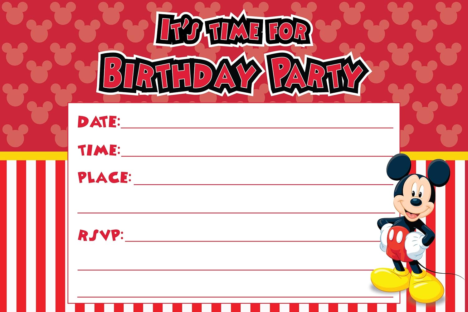 Set of 20 Classic Birthday Invite Cards Envelopes