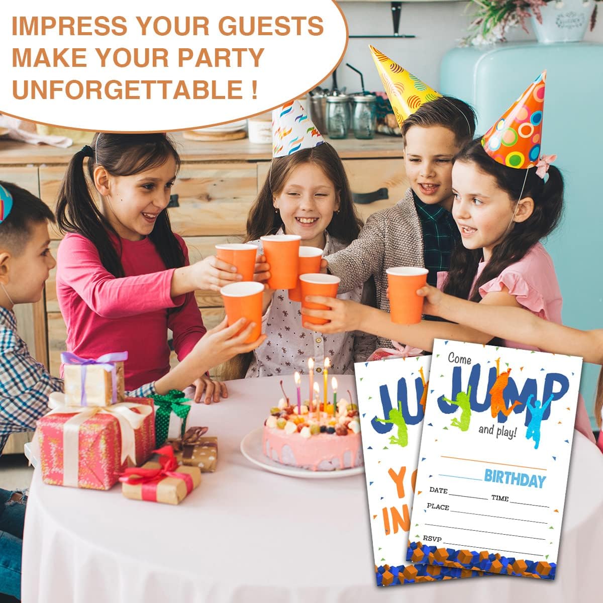 Trampoline Park Birthday Party Invitation Cards