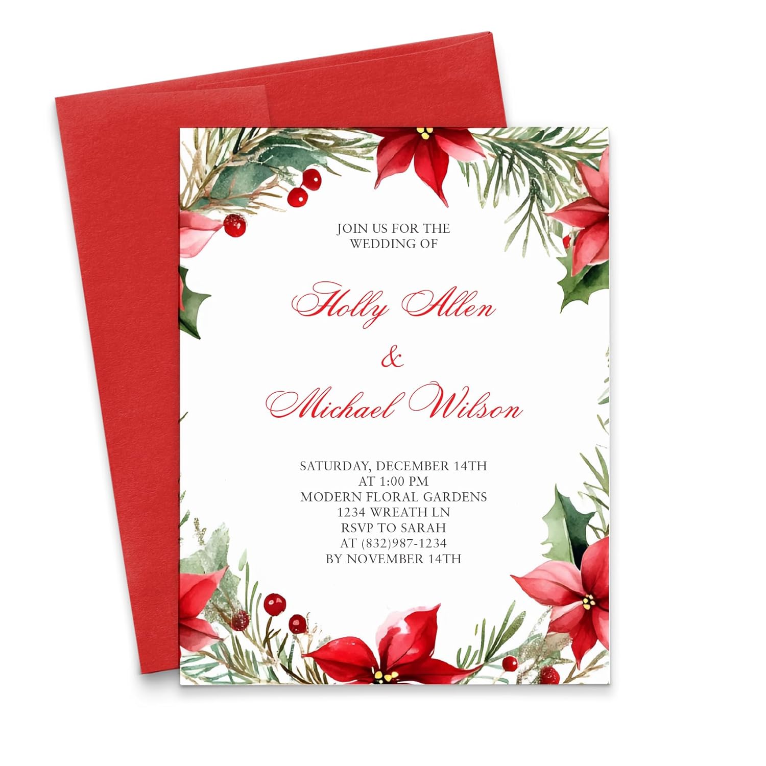 Christmas Themed Wedding Invites With Envelopes