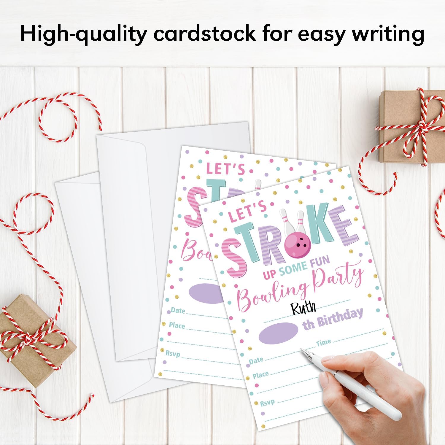 GaNiao Bowling Birthday Party Invites 20 Pcs with Envelopes