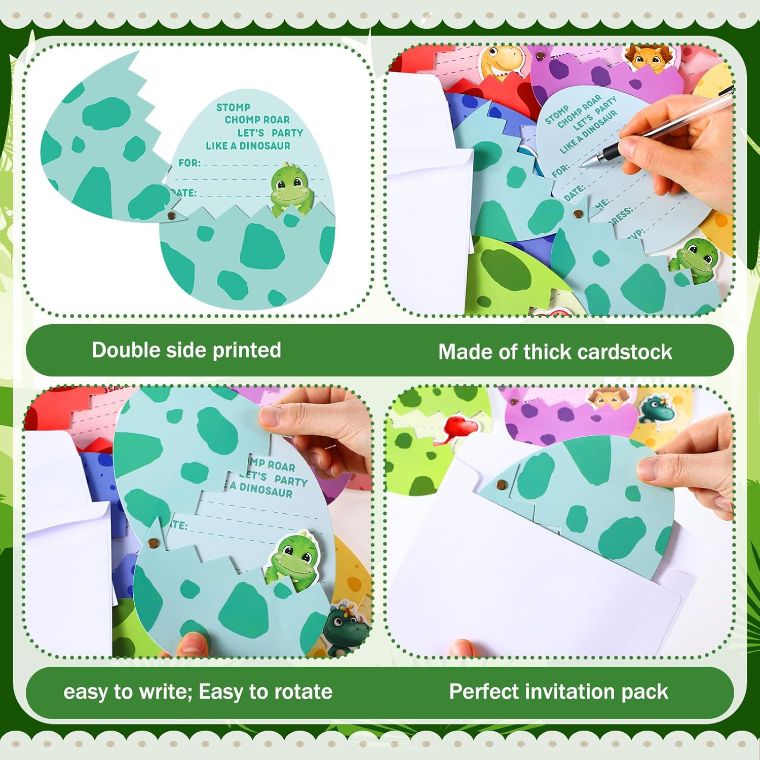 36 Dinosaur Birthday Invitation Cards with Envelopes