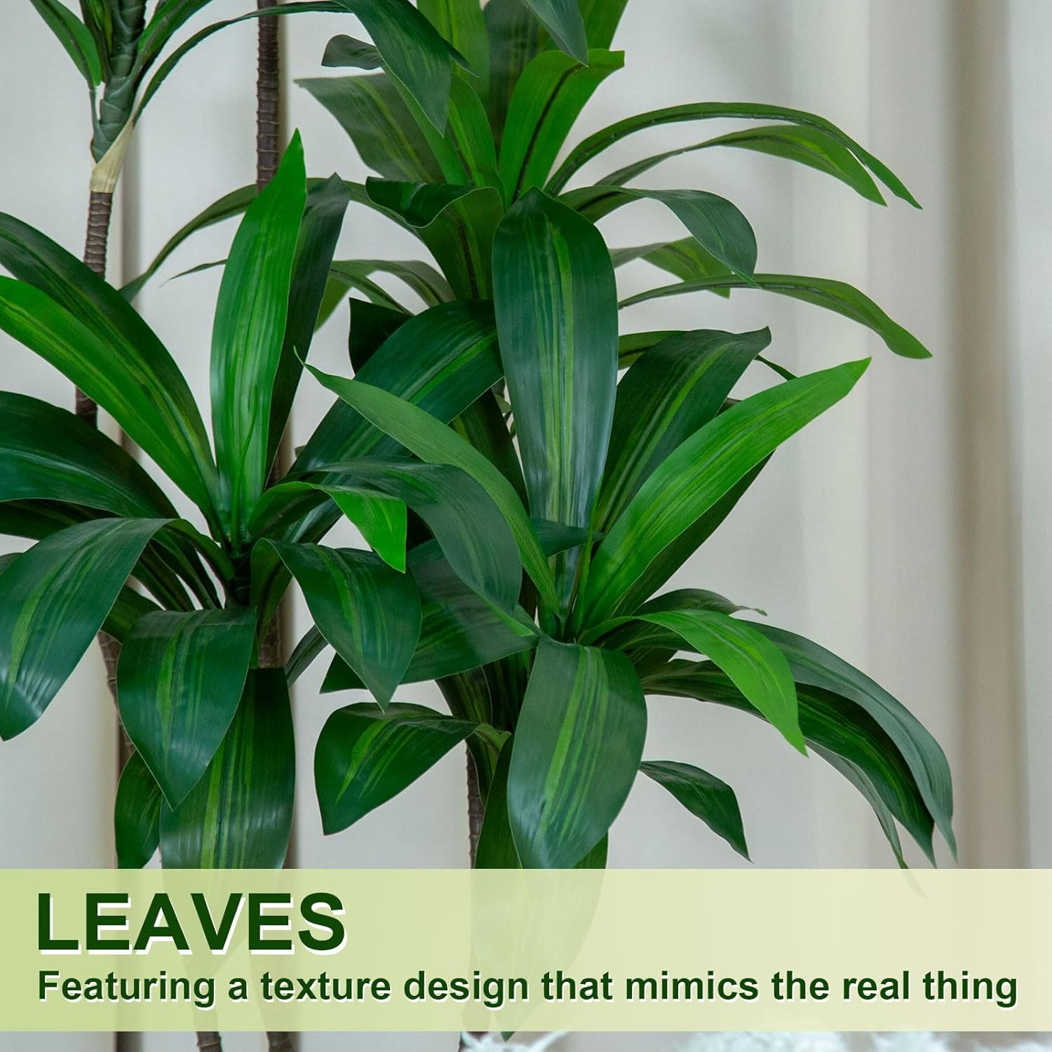 VIVATREES 6FT Artificial Dracaena Tree with White Planter