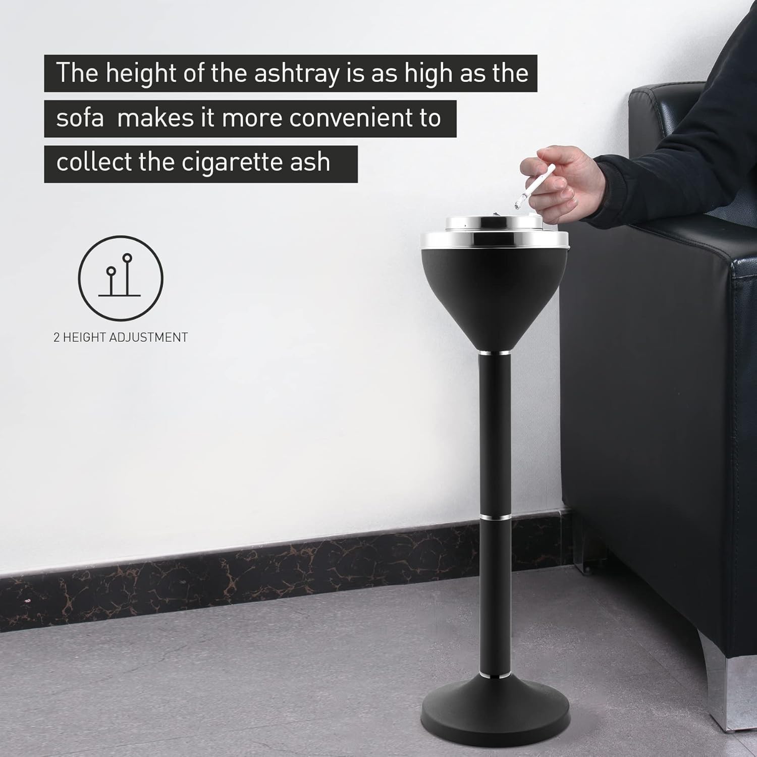 Anfrere Standing Ashtray Outdoor Large Tall Metal Ash Tray
