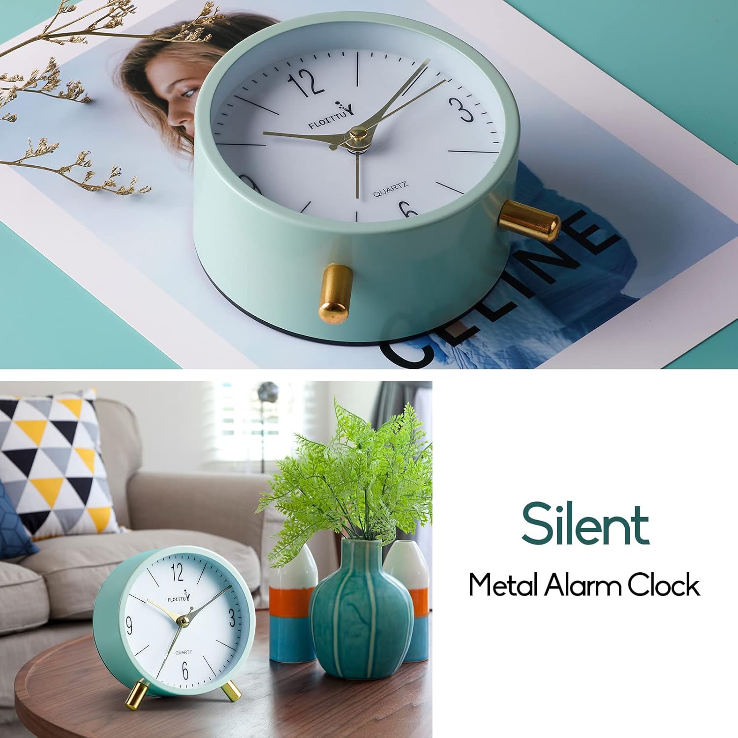 4 Inches Super Silent Alarm Clock with Night Light