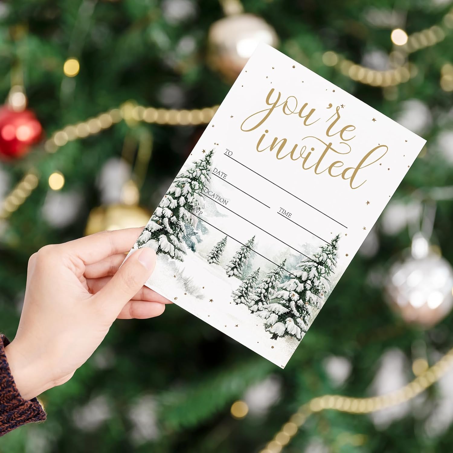 Whaline 25 Pack Christmas Invitations with Envelopes and Stickers