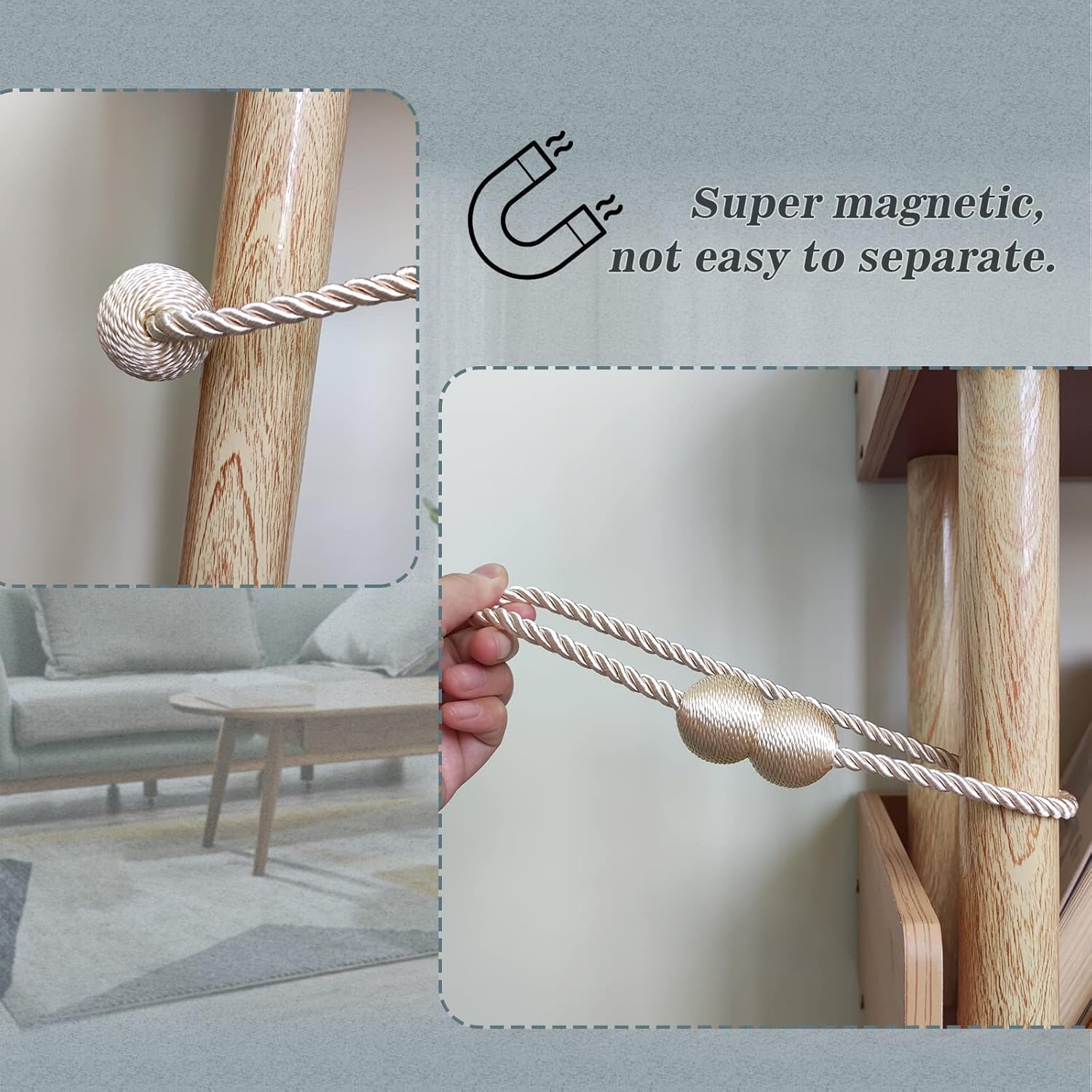 Hion Magnetic Curtain Holdbacks White 6 Pack