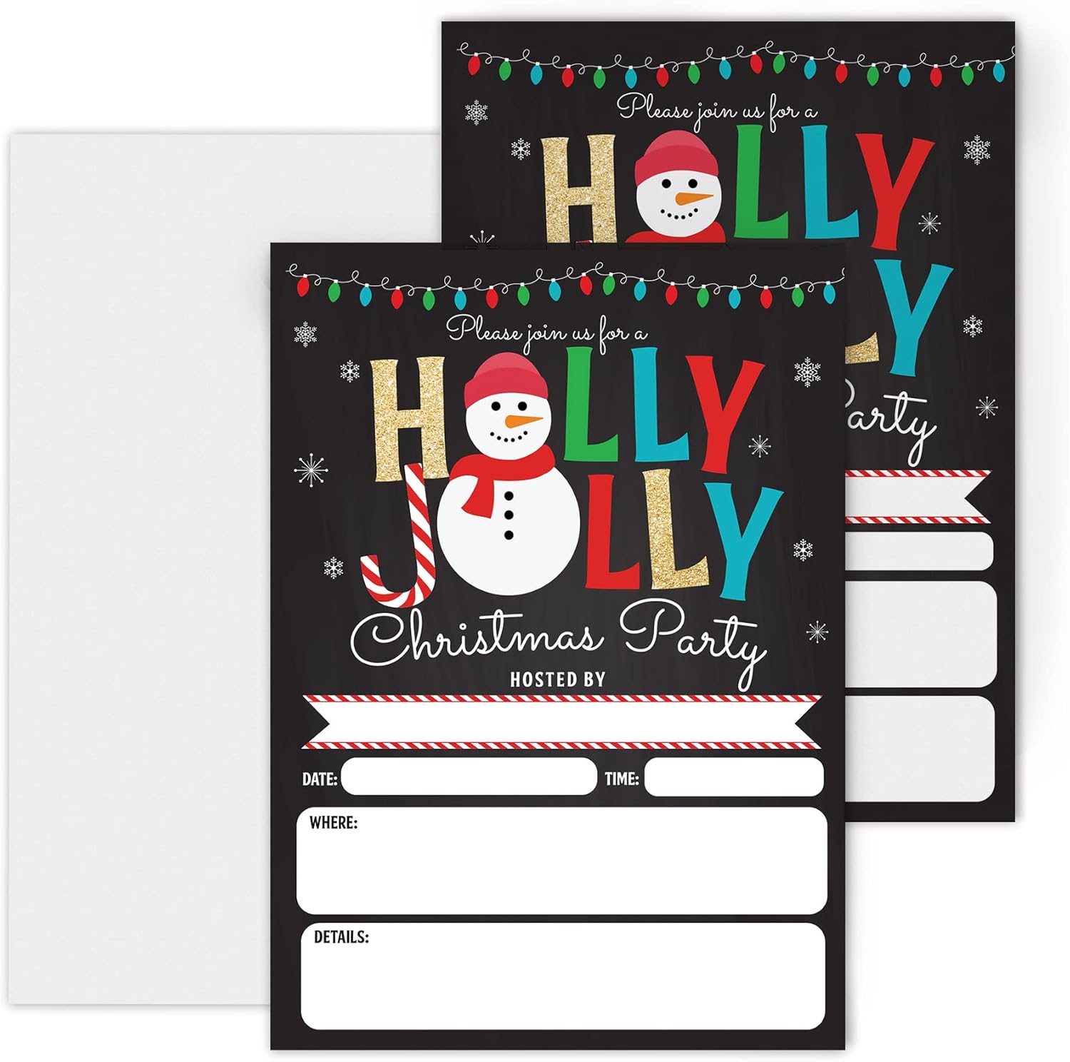 Holly Jolly Snowman Christmas Party Invite Set