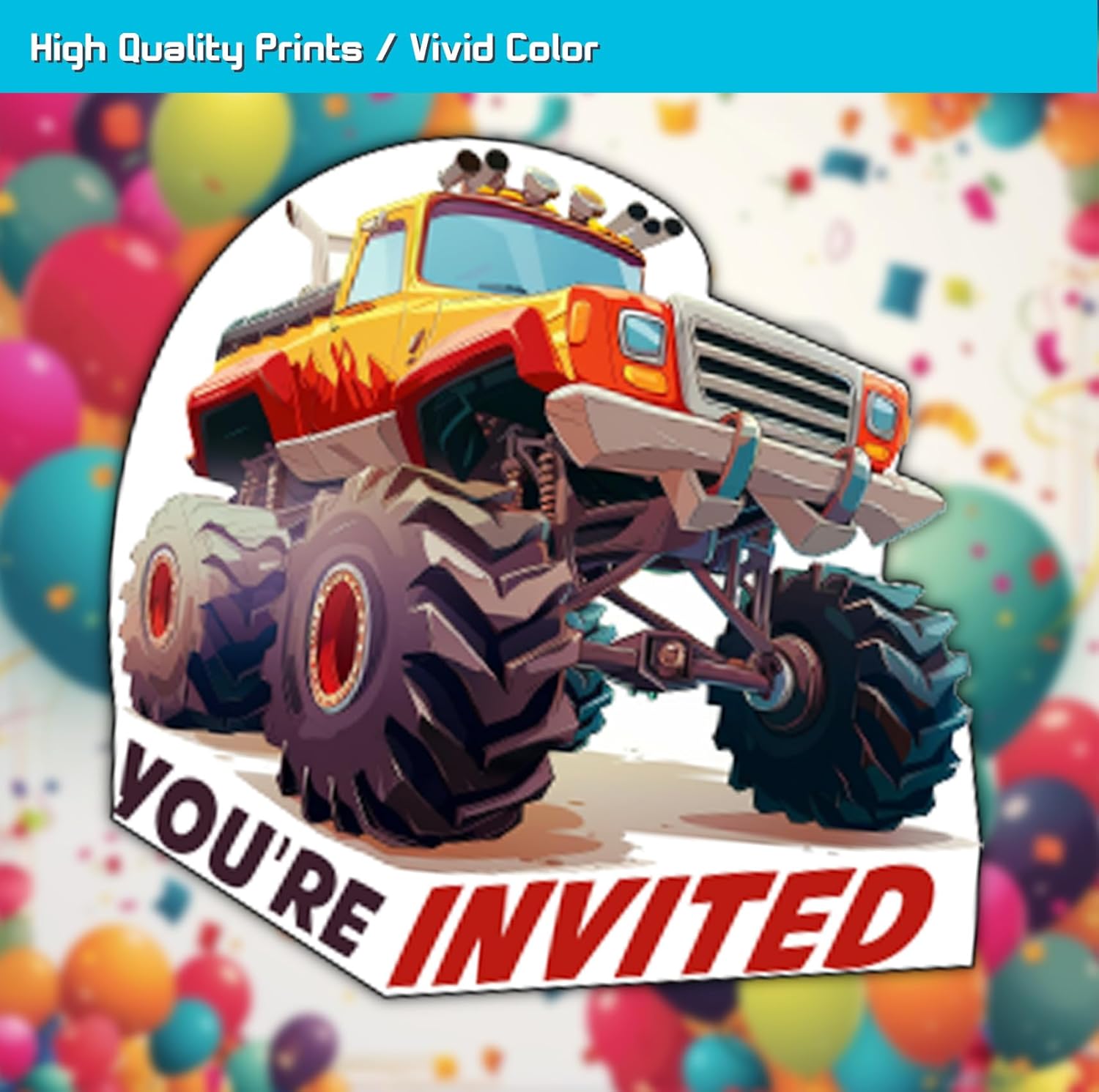 Monster Style Truck Birthday Invitations 30 Cards with Envelopes