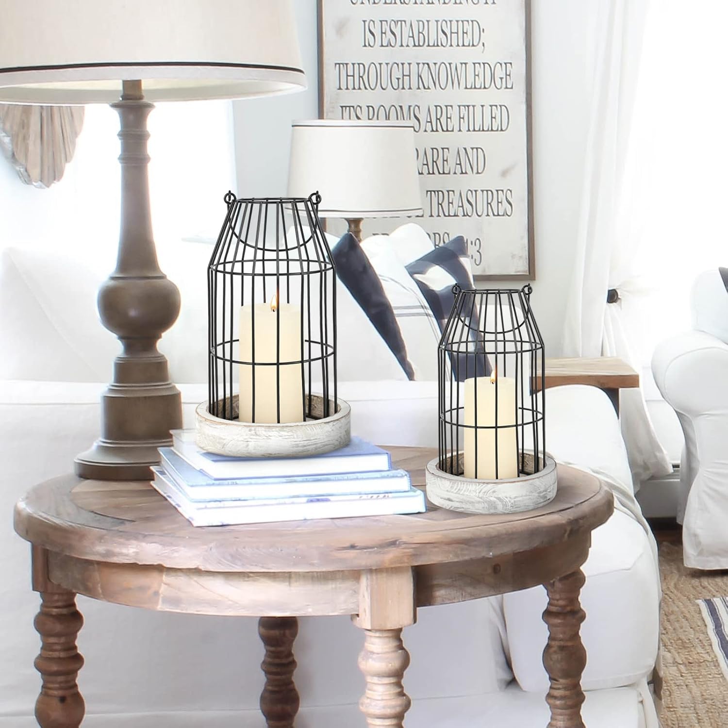 Rustic Farmhouse Candle Lantern Set of 2