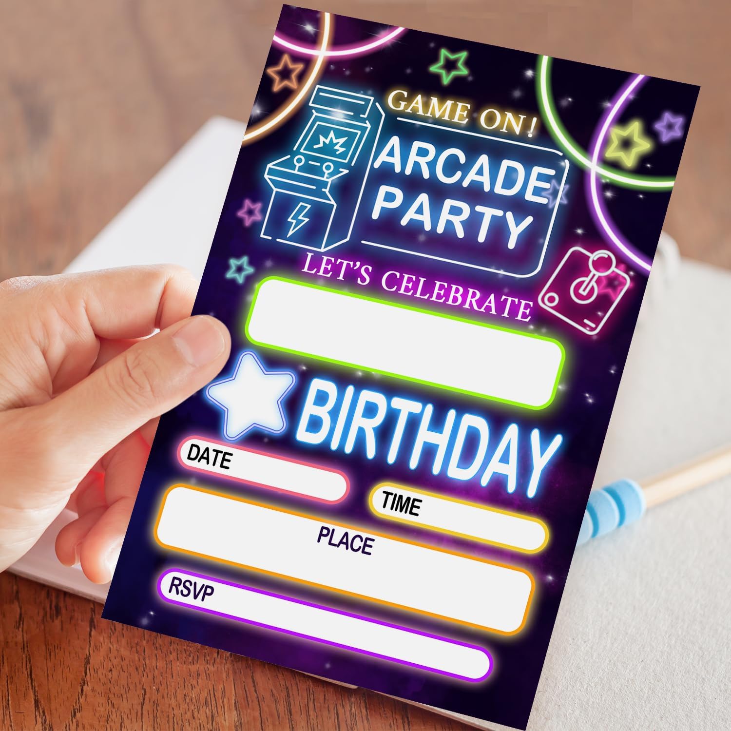 Arcade Party Invitation Cards for Kids 20pcs