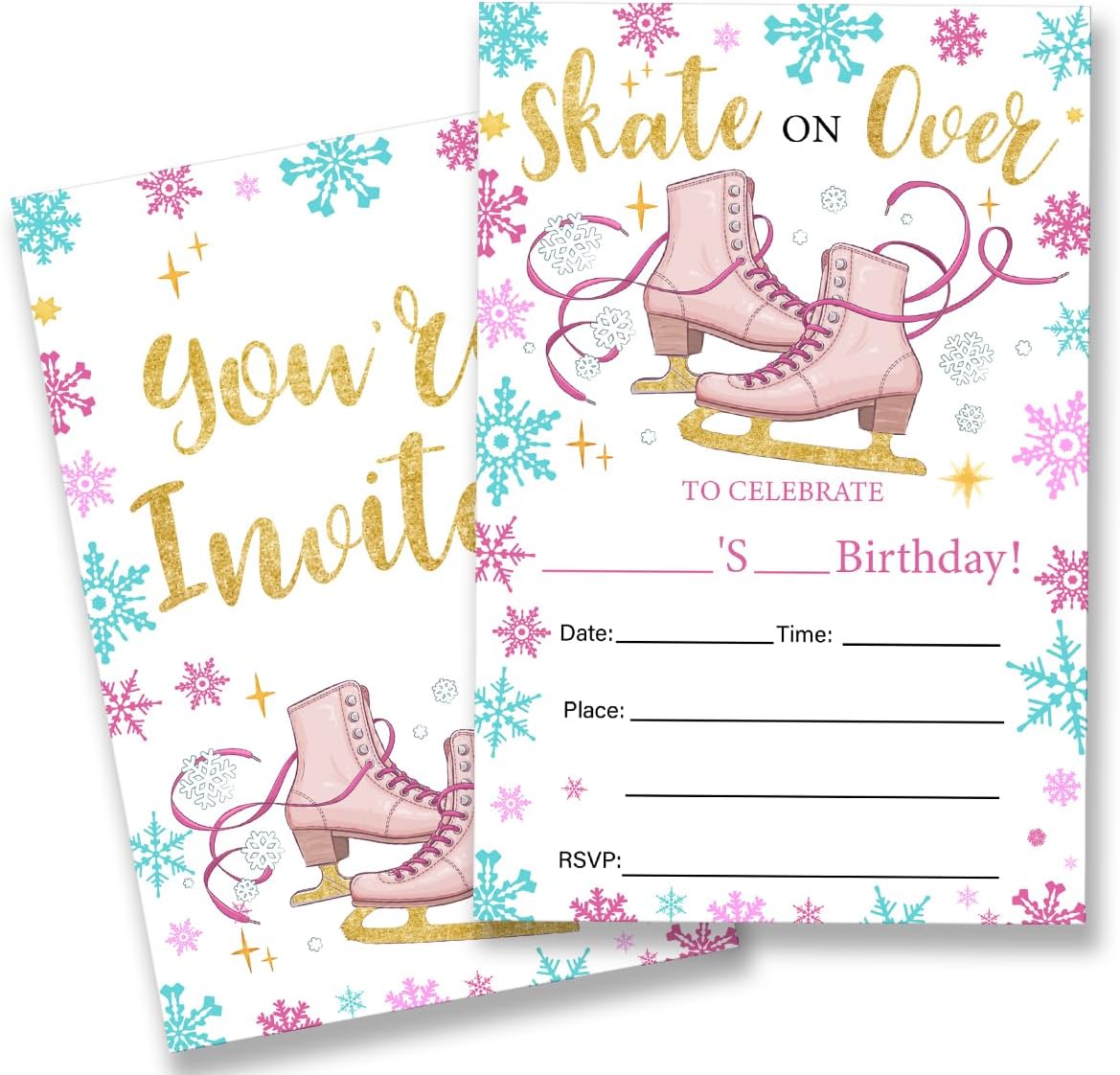 Ice Skating Birthday Invitations Set of 20 with Envelopes