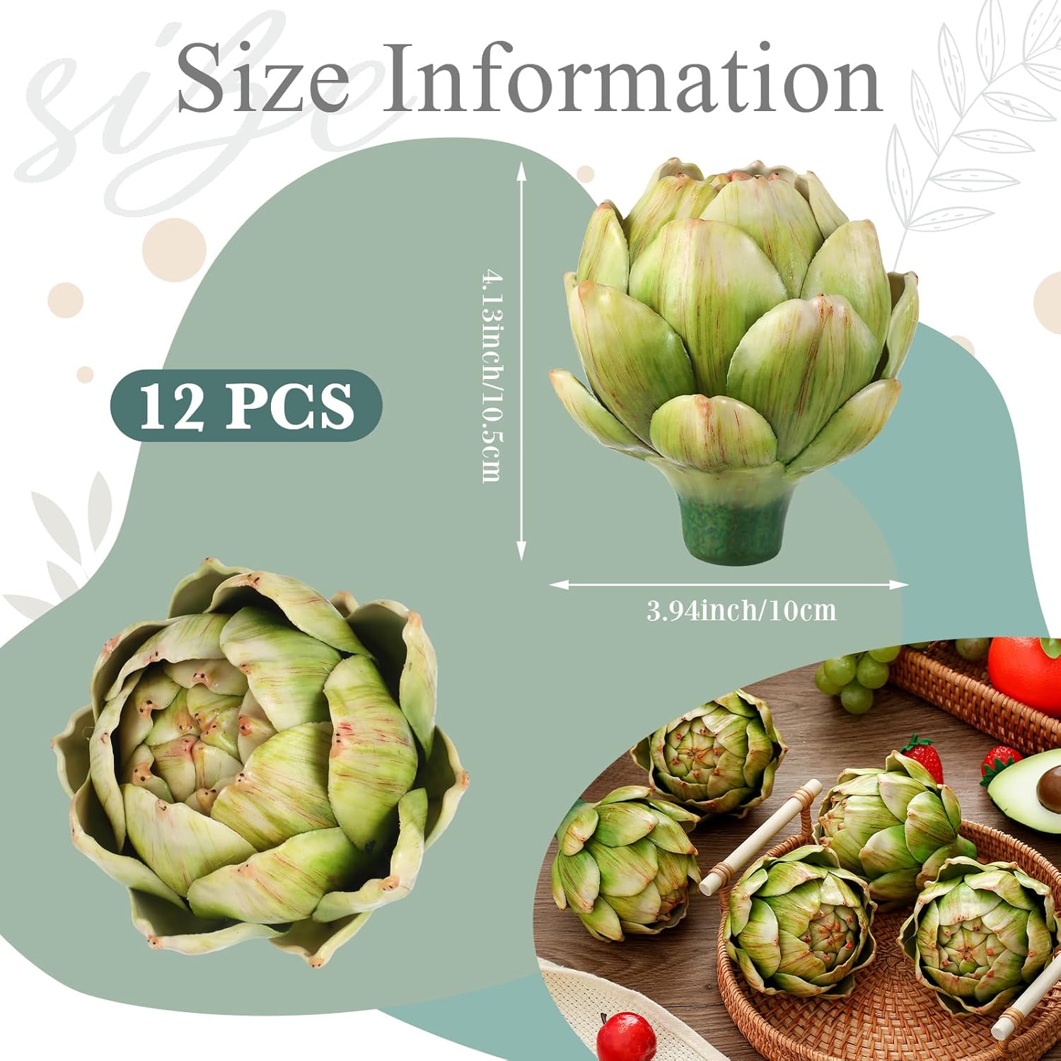Timgle 12 Pcs Large Green Artificial Artichokes Decor