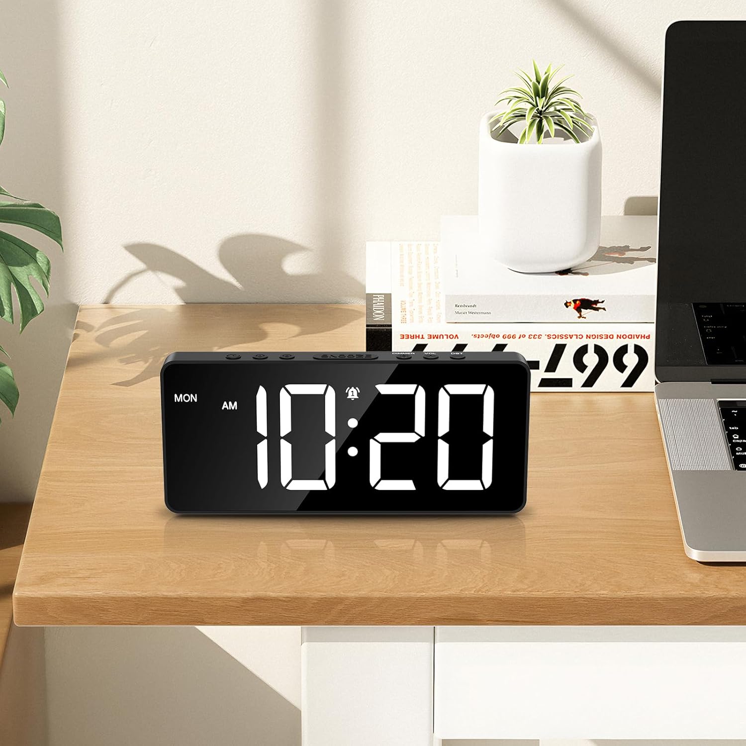 LOFICOPER 7 Inch Digital Alarm Clock with Dual Alarms