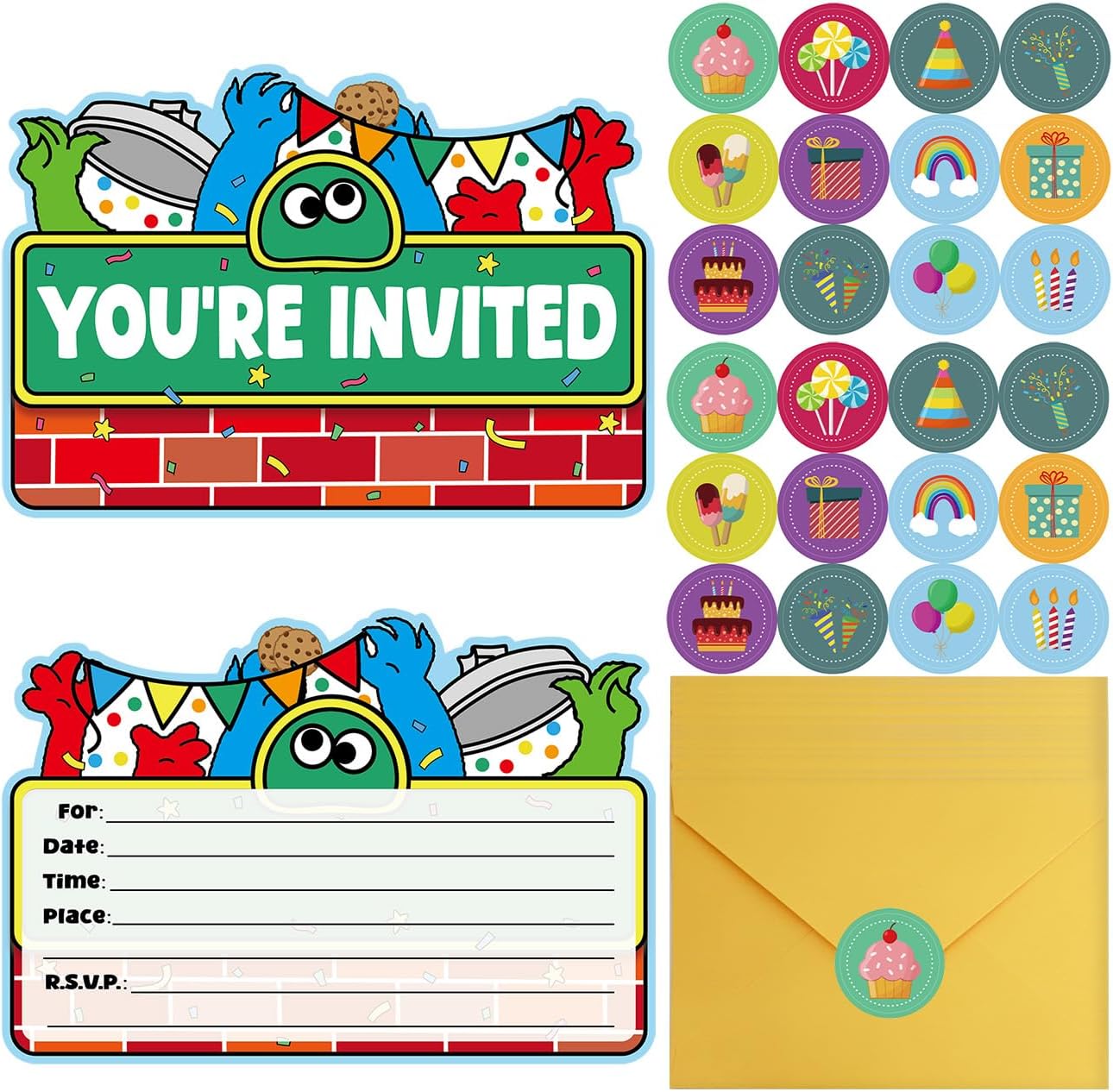 20Pcs Learning Street Birthday Invitations for Boys