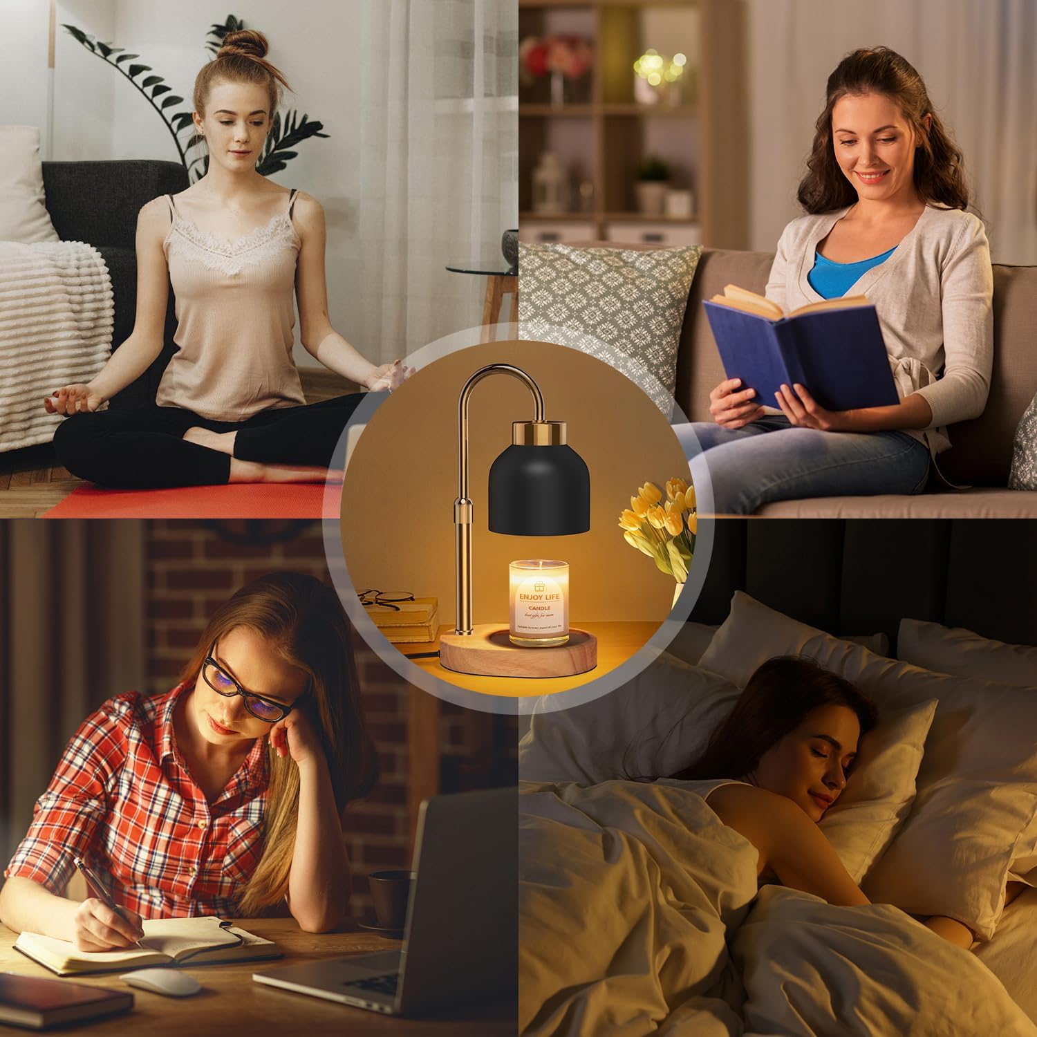 Candle Warmer Lamp with Dimmer and Adjustable Height