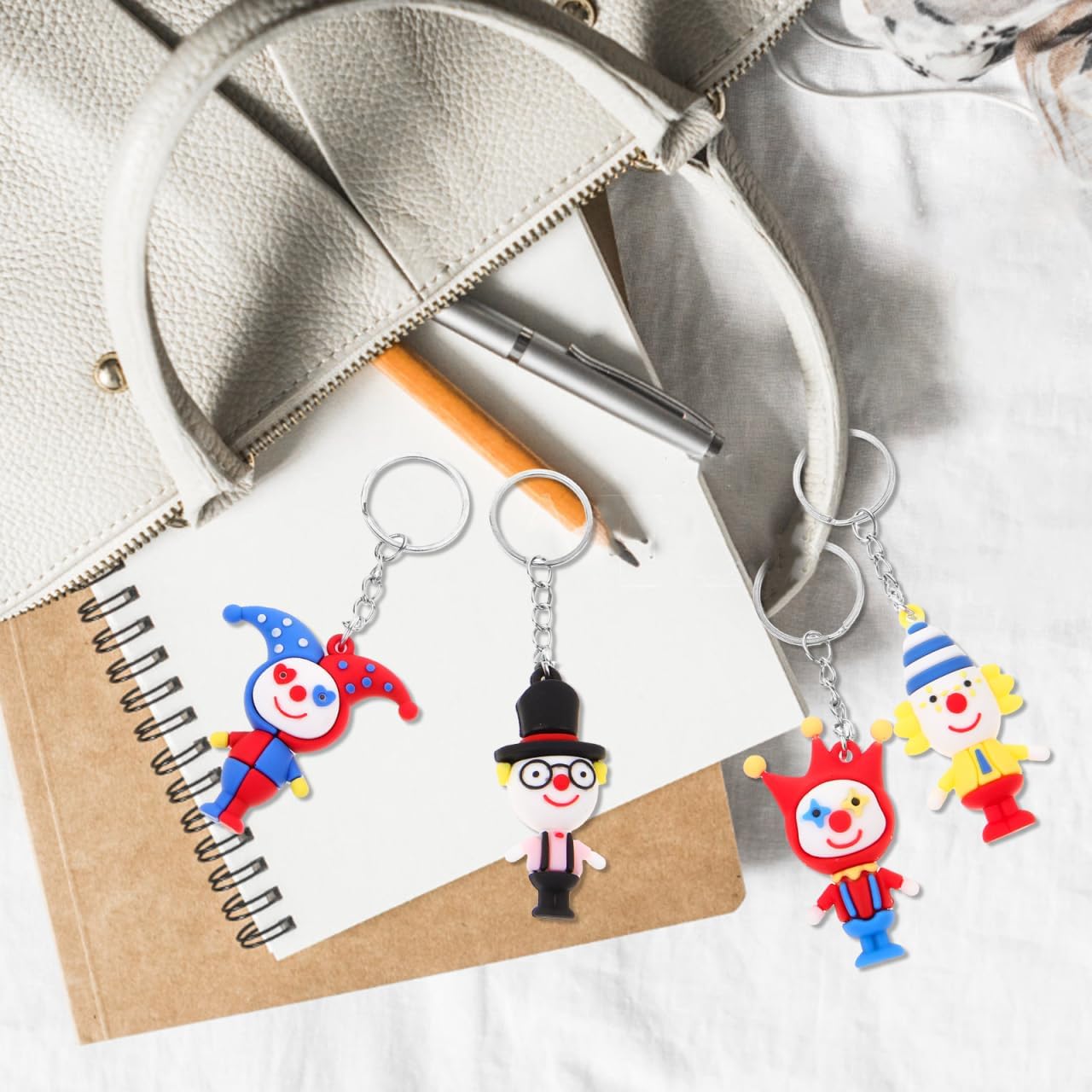 Operitacx 12 Pack Clown Keychain Pendants