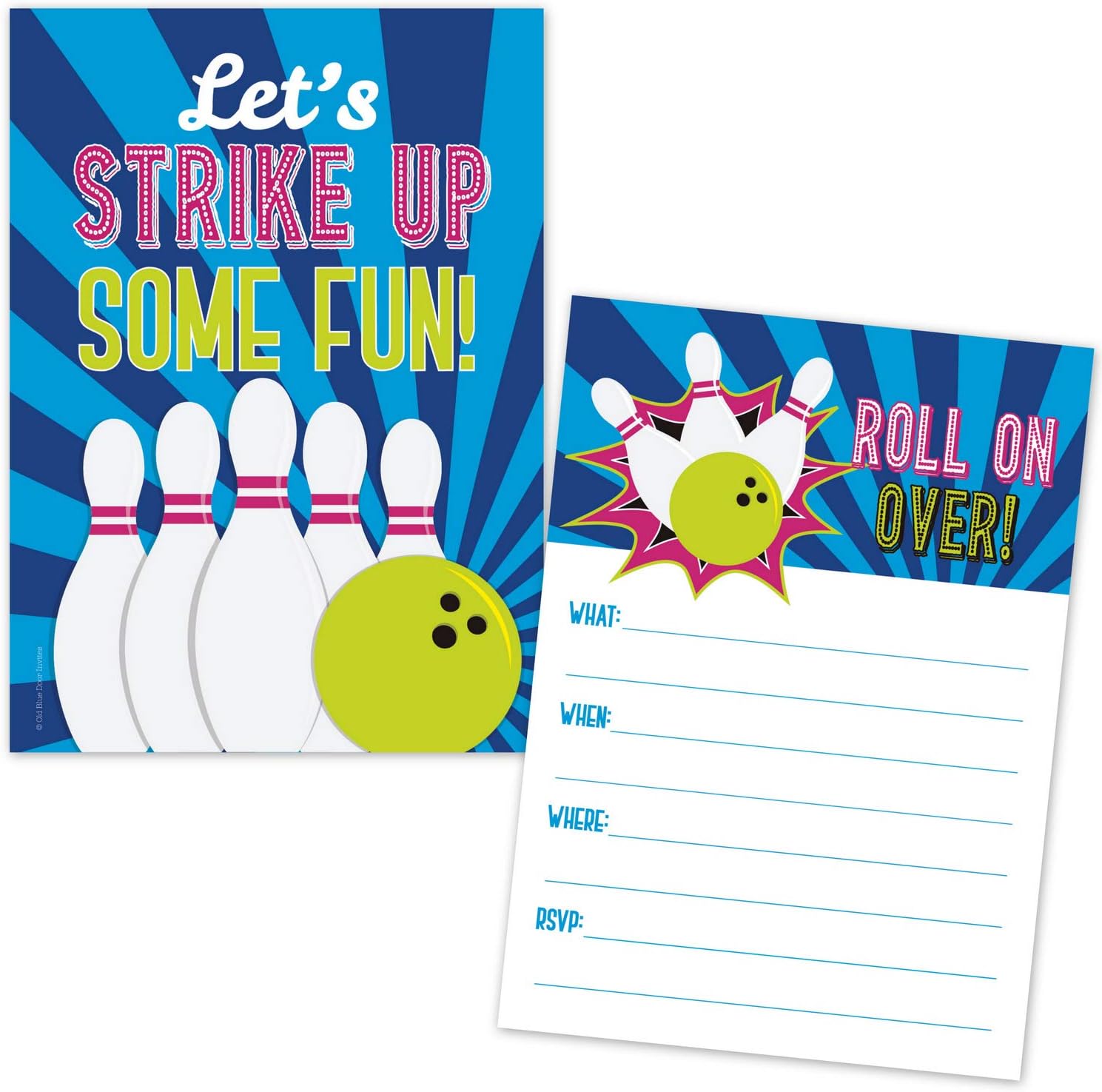 Cosmic Neon Bowling Birthday Invites 20 Count
