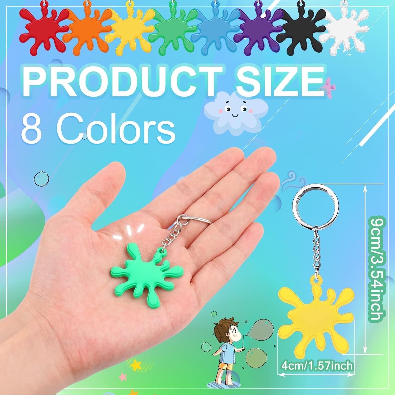 Taiyin Paint Splatter Keychains 48 Pcs Art Party Favors
