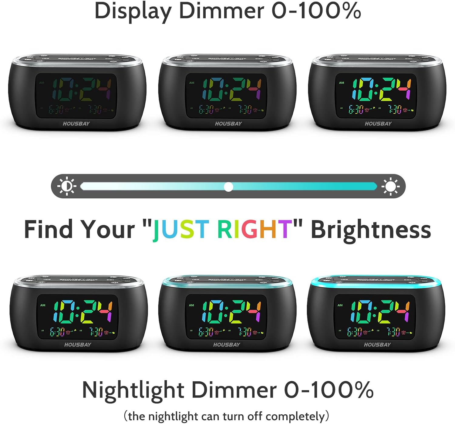 HOUSBAY 3 in 1 Alarm Clock for Bedrooms - Clock Radio Night Light