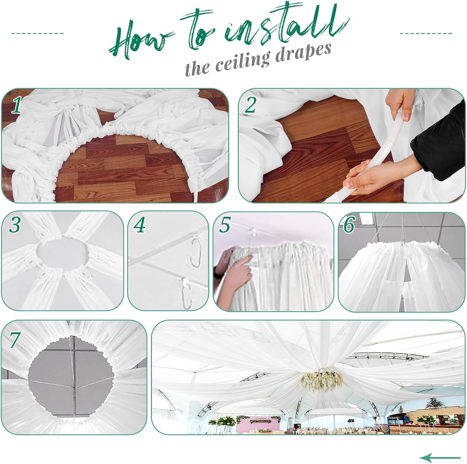 10 Panels White Ceiling Drapes Wedding Arch Decor