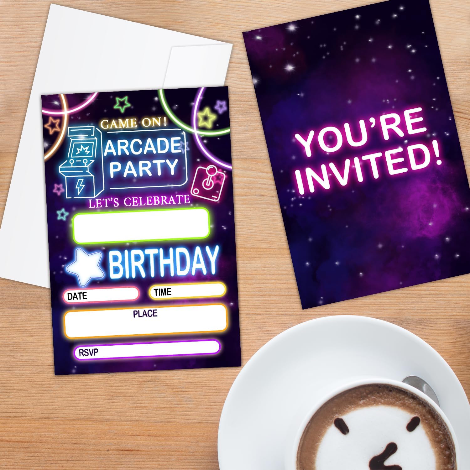 Arcade Party Invitation Cards for Kids 20pcs
