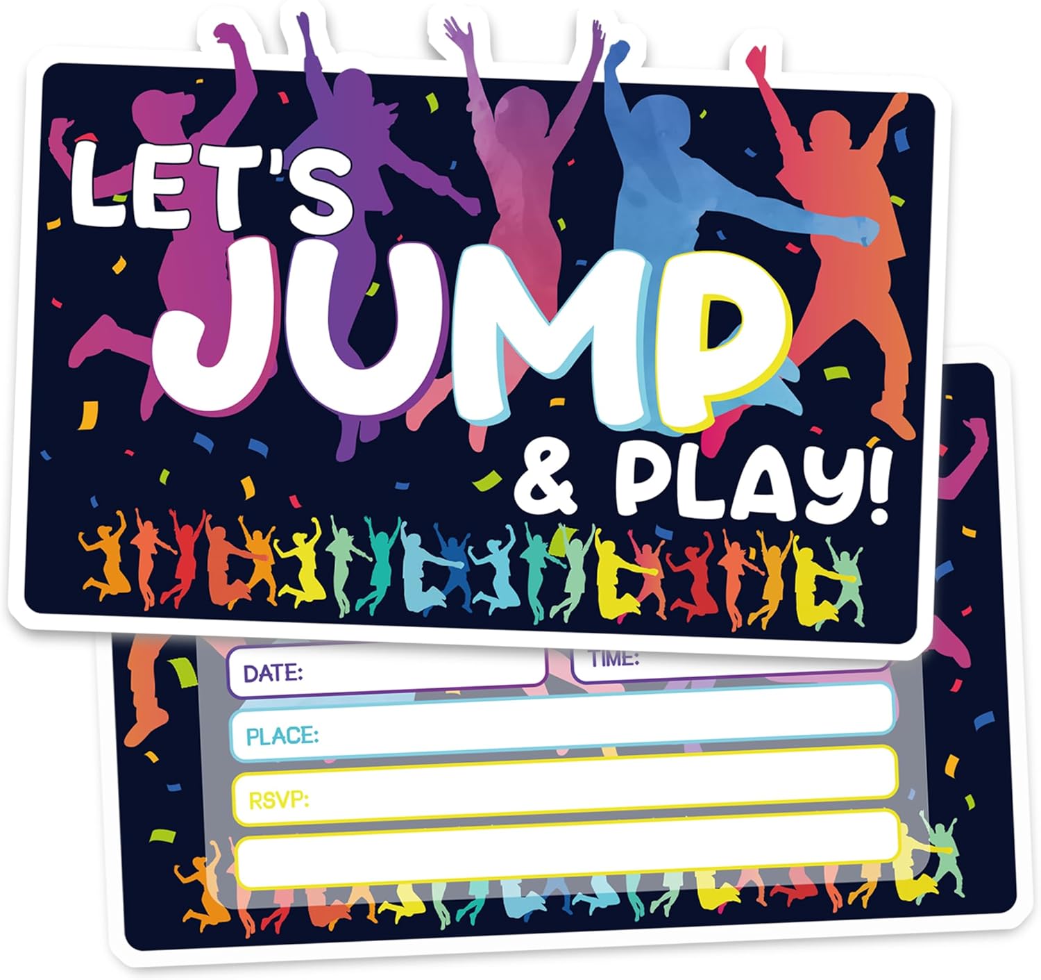 Trampoline Jump Birthday Party Invitation Cards 30 Pack with Envelopes