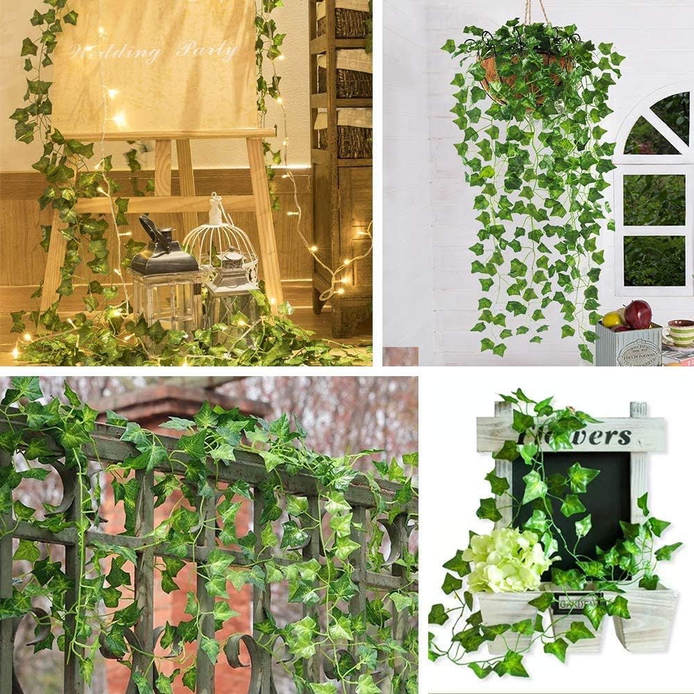 CQURE 12 Pack 84 Ft Artificial Ivy Garland