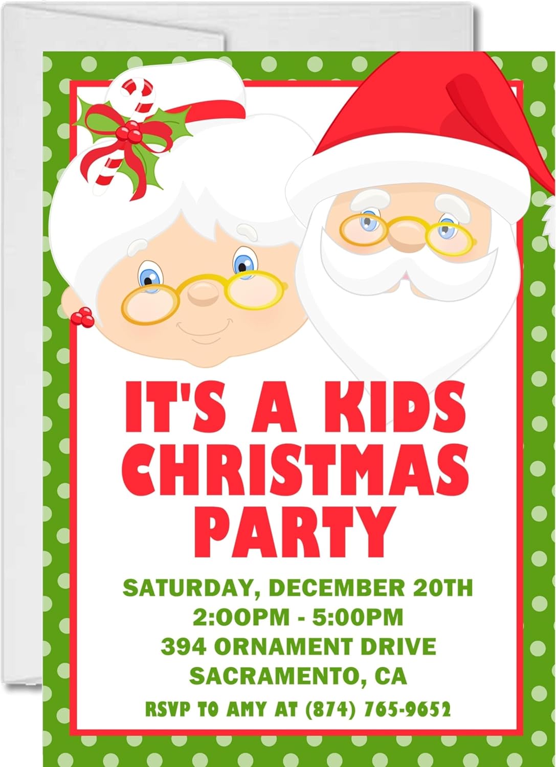 Santa Mrs Clause Christmas Party Invitations Light