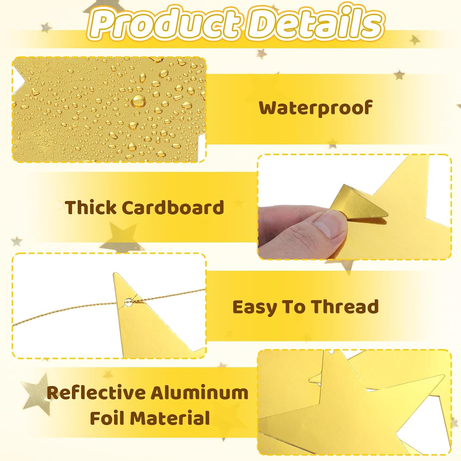 24 Pcs Gold Cardboard Star Cutouts for Decorations