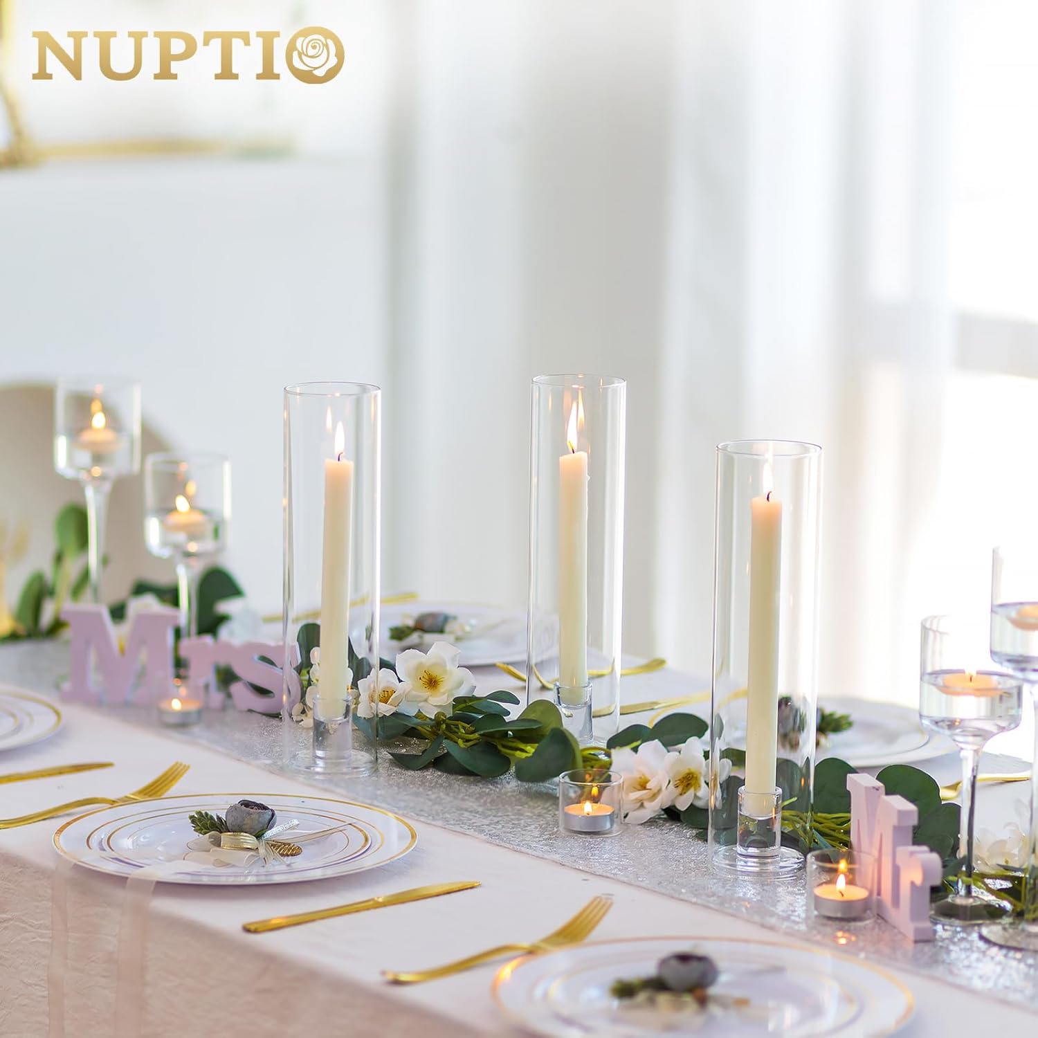 NUPTIO Windproof Hurricane Candle Holder 6 Pcs