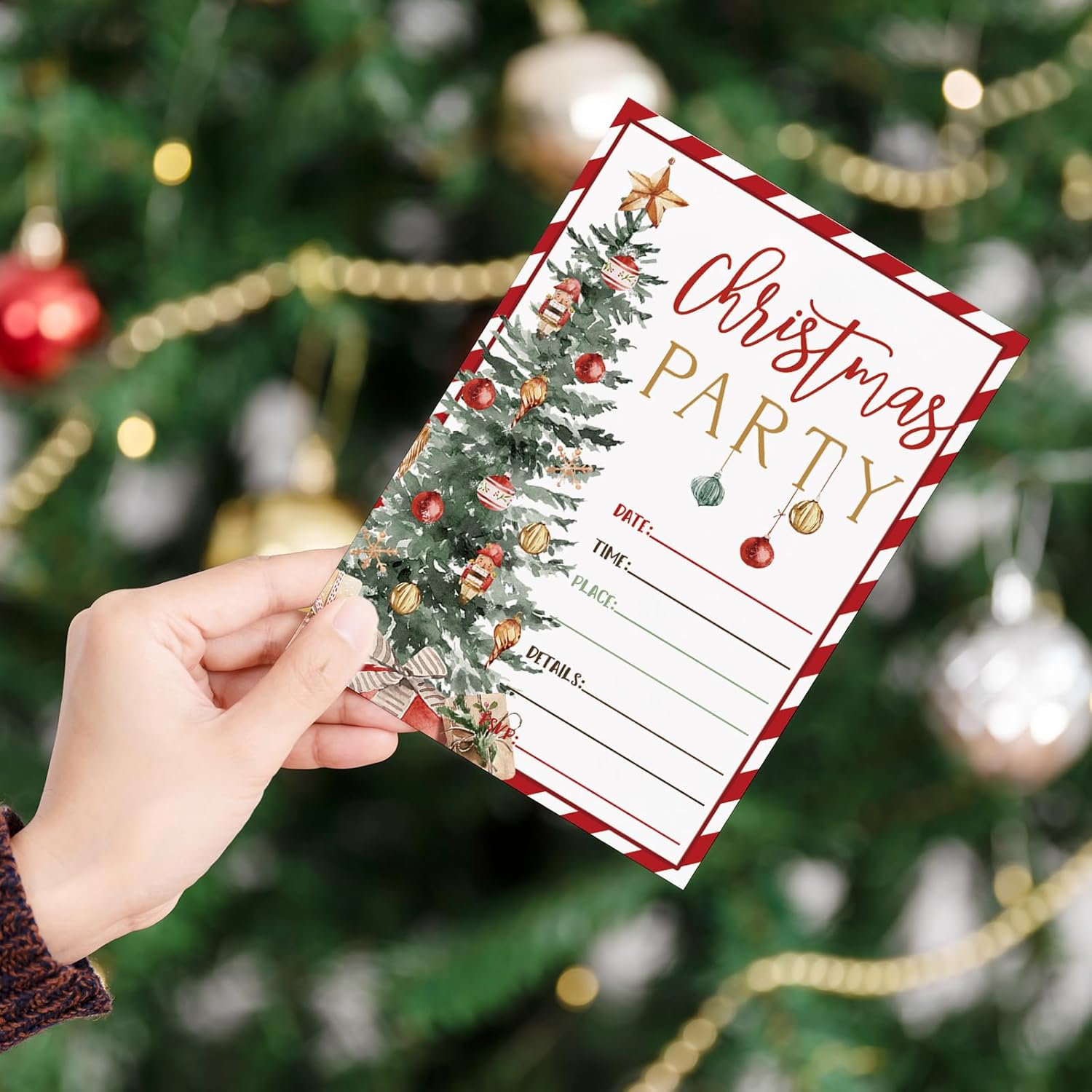 Whaline 25 Set Christmas Invitations with Envelopes and Stickers
