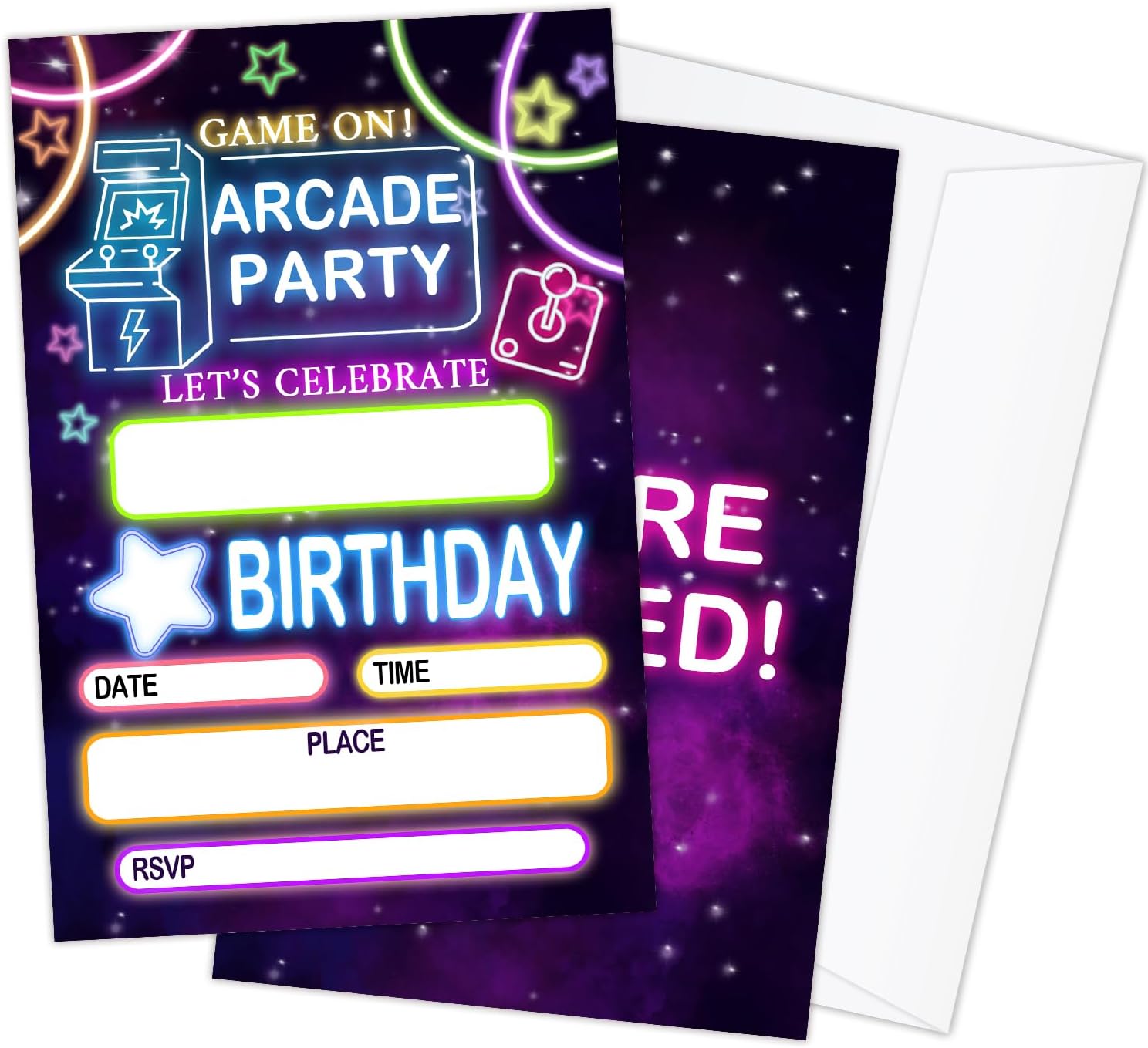 Arcade Party Invitation Cards for Kids 20pcs