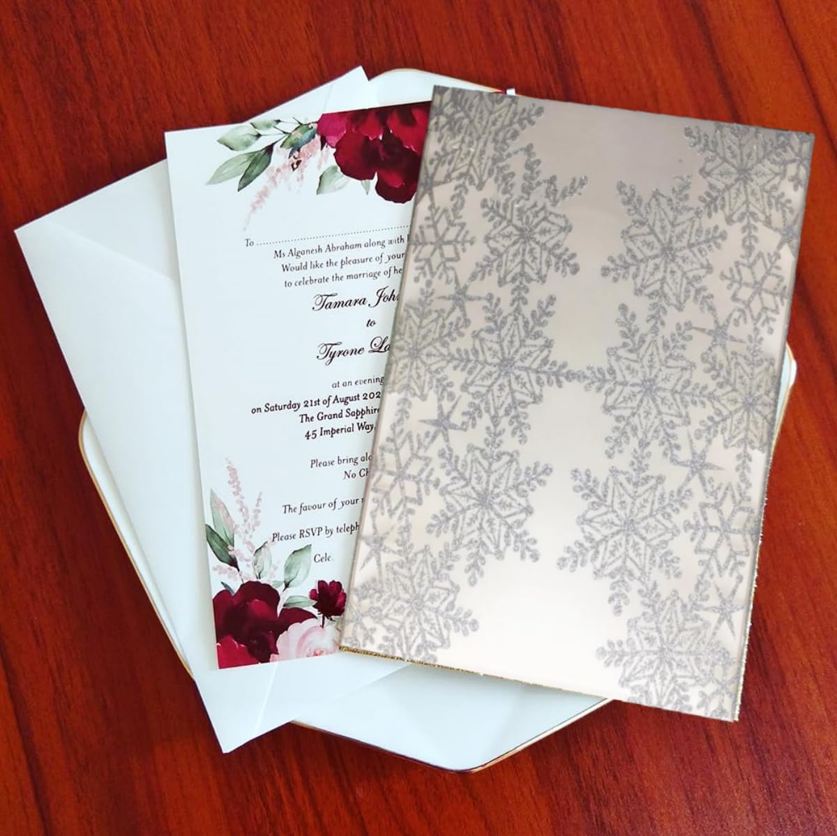 Silver Christmas Party Invitations with Envelopes 50 Set