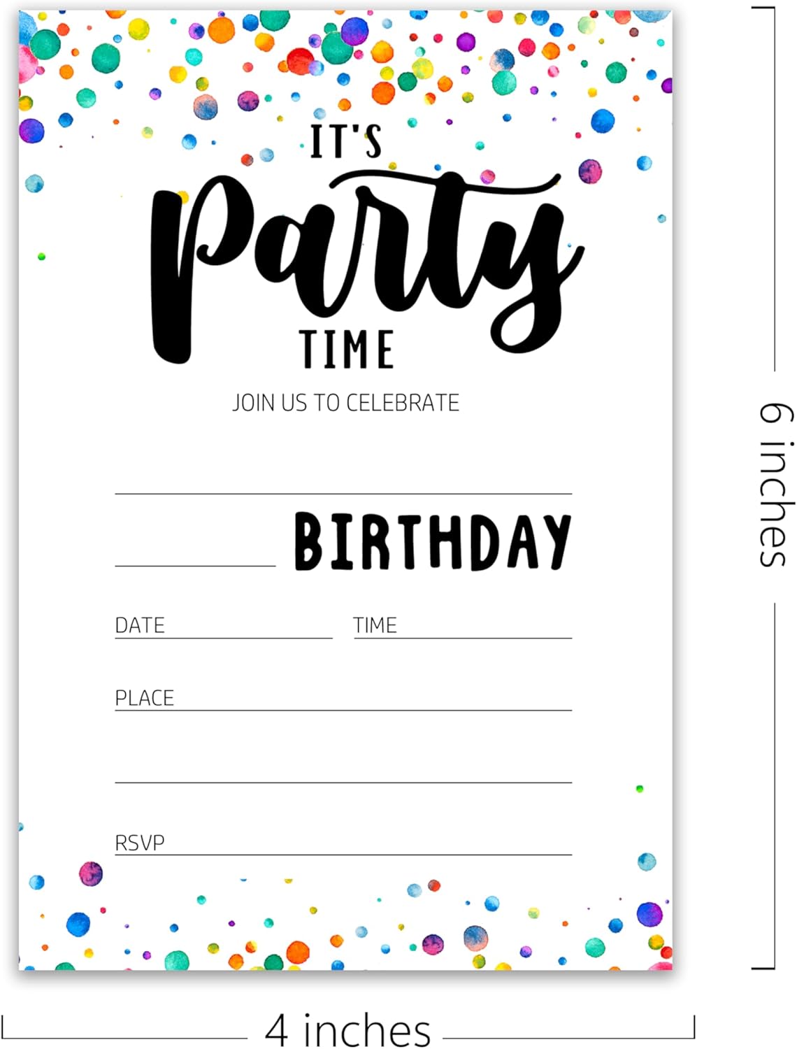 Its Party Time Birthday Invitation Cards with Envelopes Pack of 20