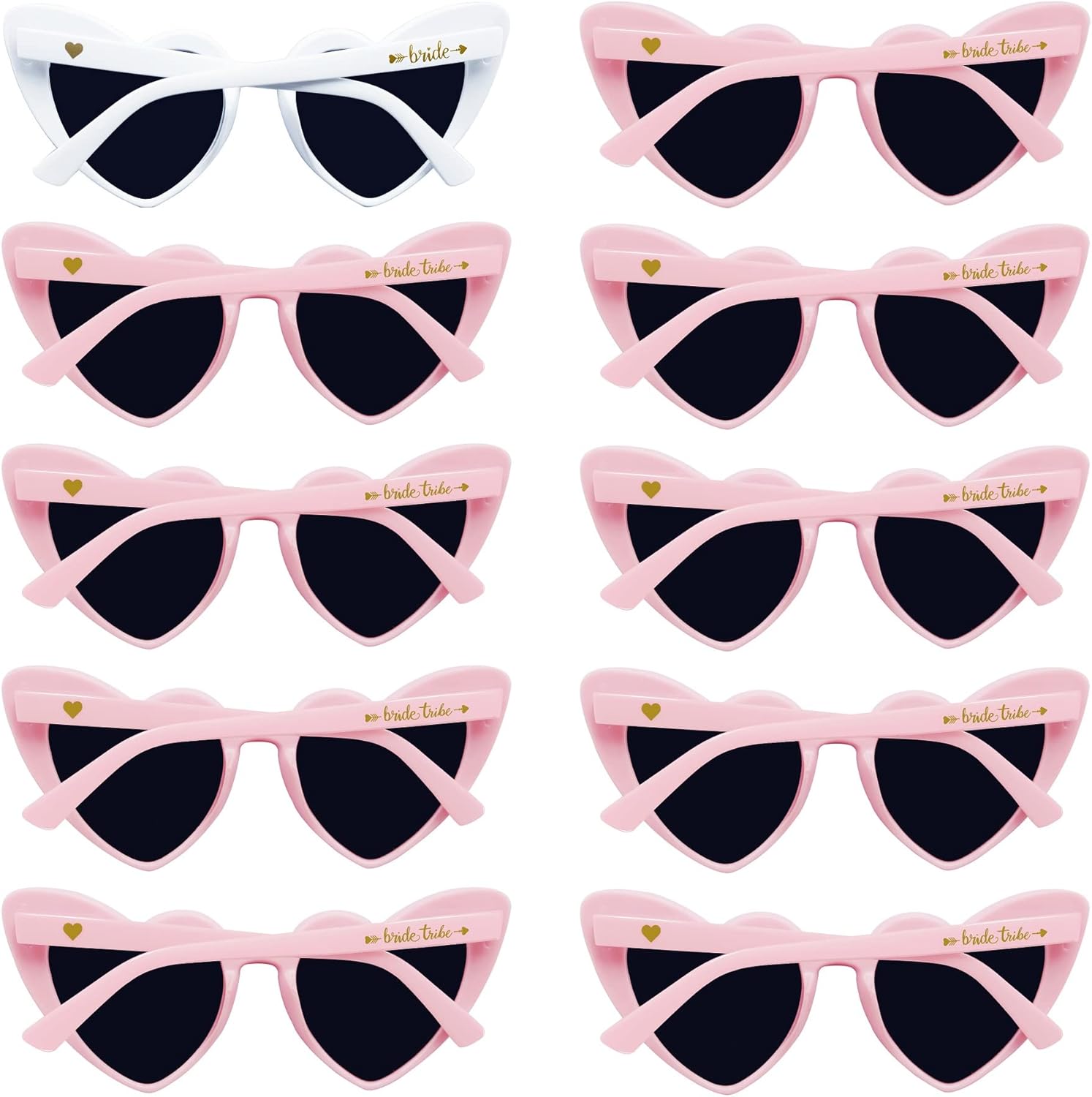 LADYHOME 10 Pairs Heart Shaped Bachelorette Sunglasses
