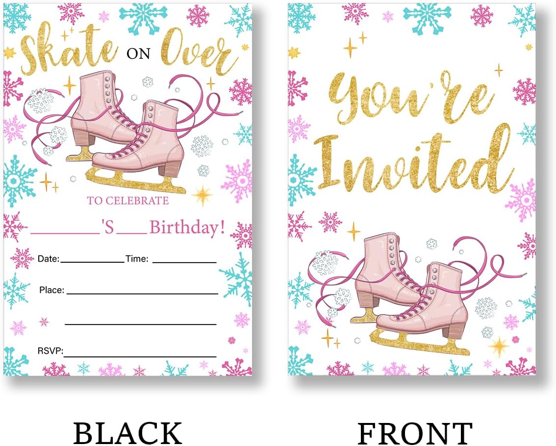 Ice Skating Birthday Invitations Set of 20 with Envelopes