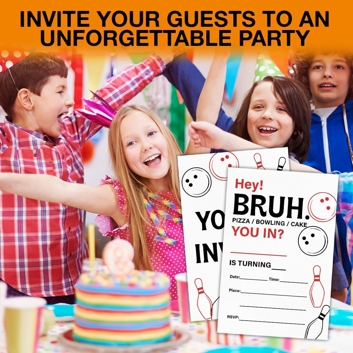 RNYJJ Bowling Birthday Invites with Envelopes 20 Count