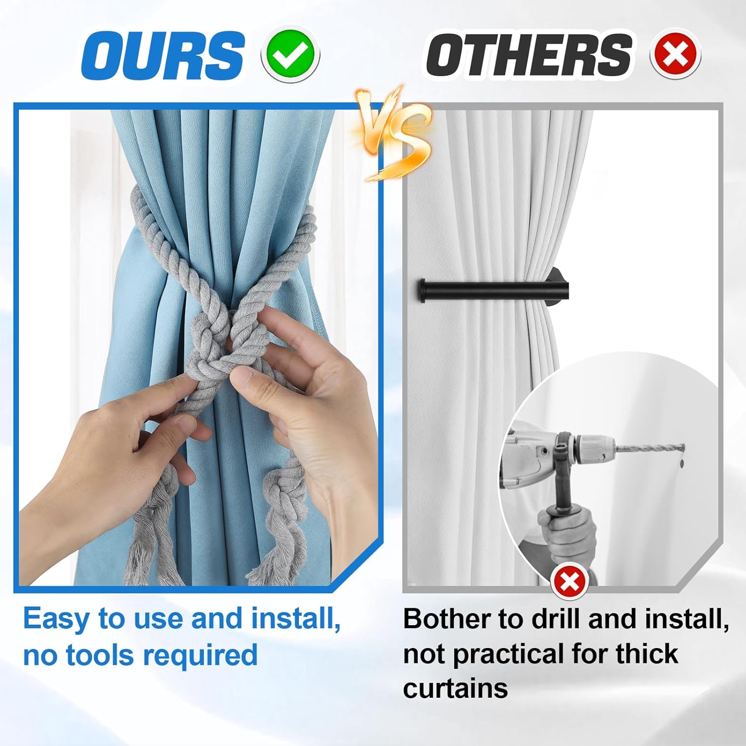4 Pcs Hand Woven Curtain Tiebacks No Drilling