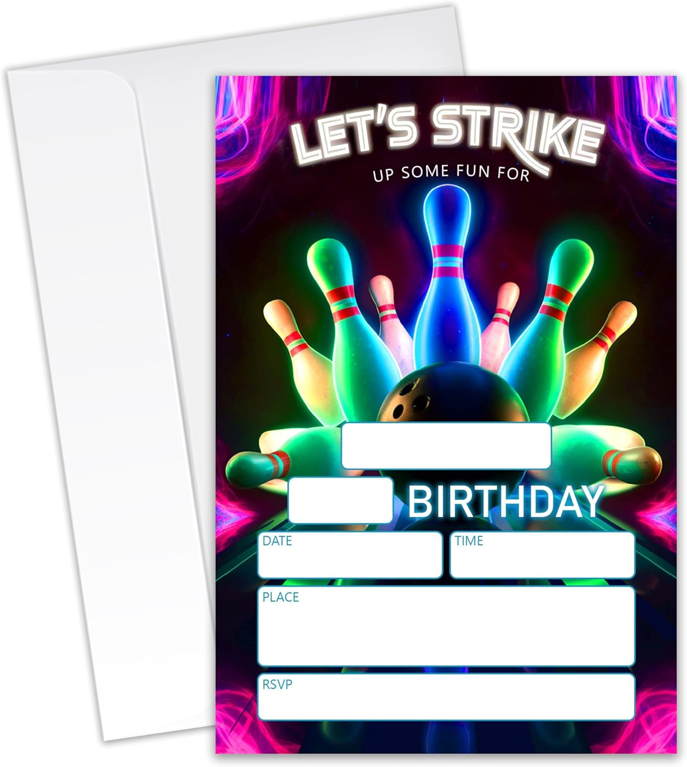 Bowling Birthday Party Invitations 20 Cards 4x6 with Envelopes