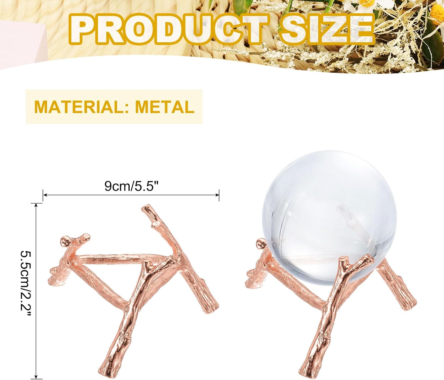 Uxcell 39 Inch Metal Crystal Ball Display Stand - Rose Gold