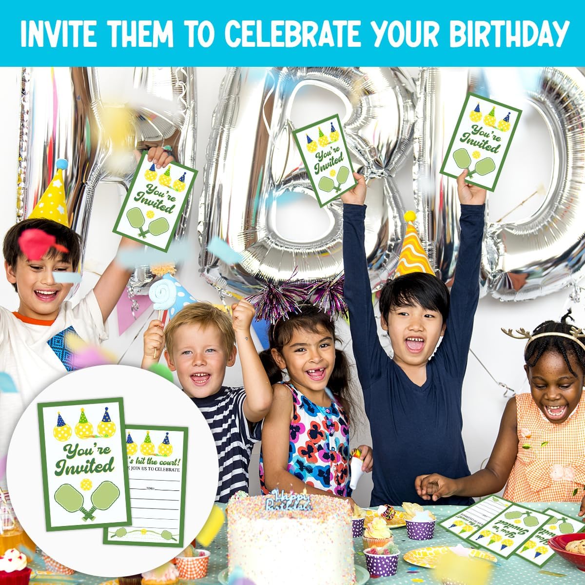 Pickleball Birthday Invitations Set 30 Cards 30 Envelopes