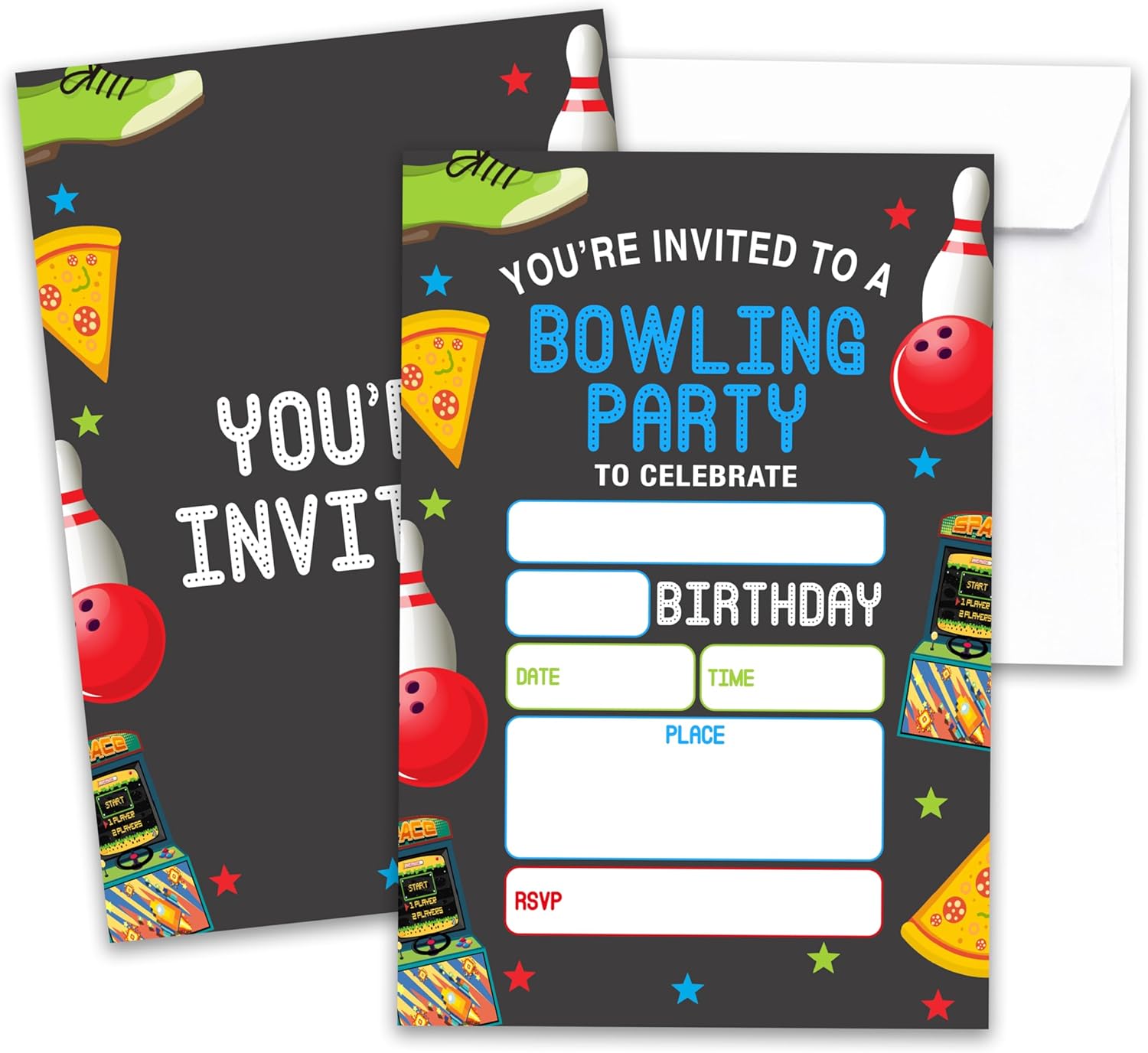 BXVRT Bowling Birthday Invitations with Envelopes
