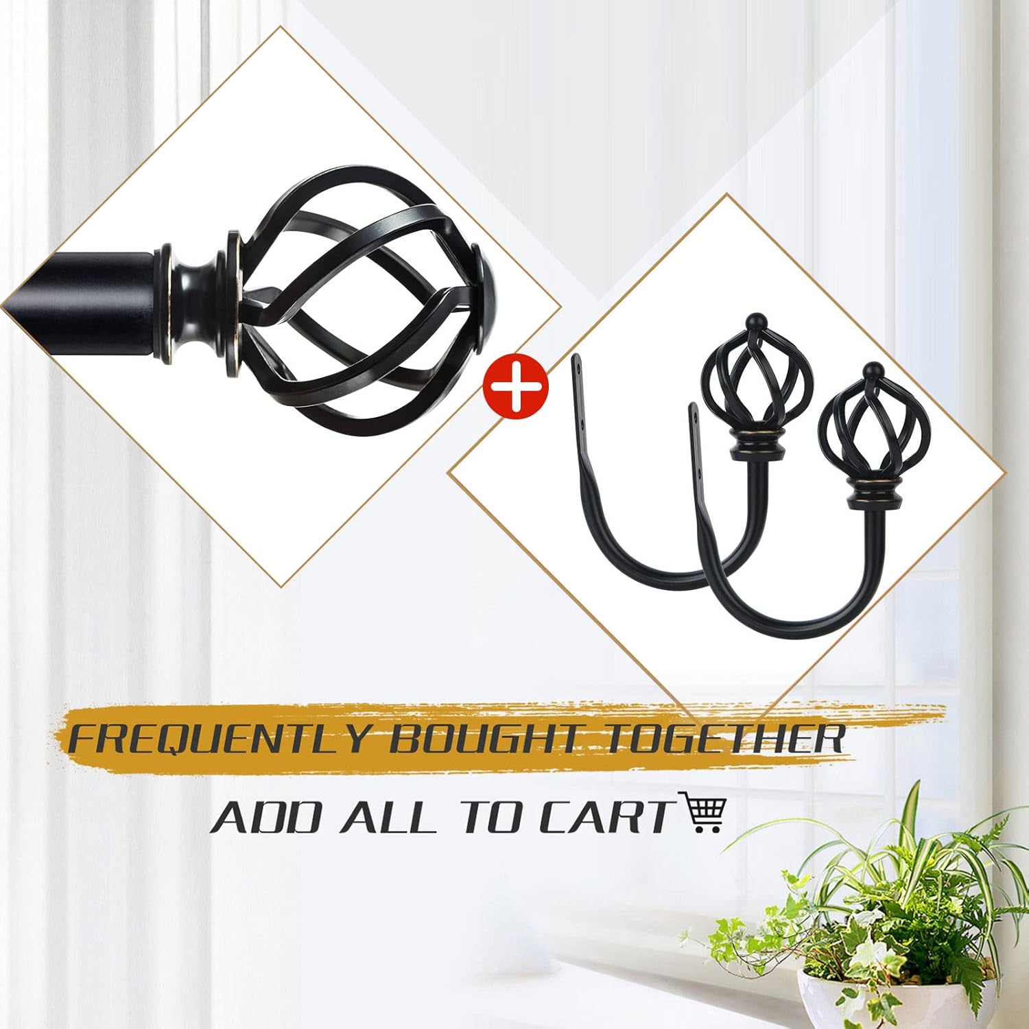 KAMANINA Black Twisted Cage Curtain Holdbacks Small 2 Pack