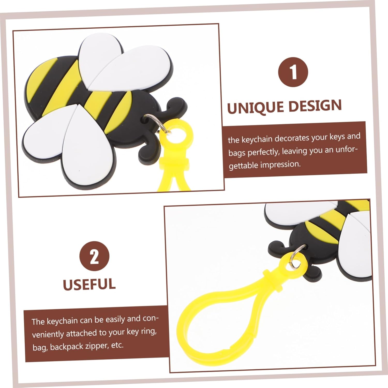 12pcs Cute Bee Keychain Set for Bags and Backpacks